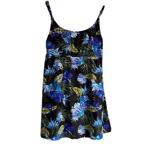 DREAMWAVE takini padded bra top swimsuit Hawaii Flowers bathing suit SIZE 10